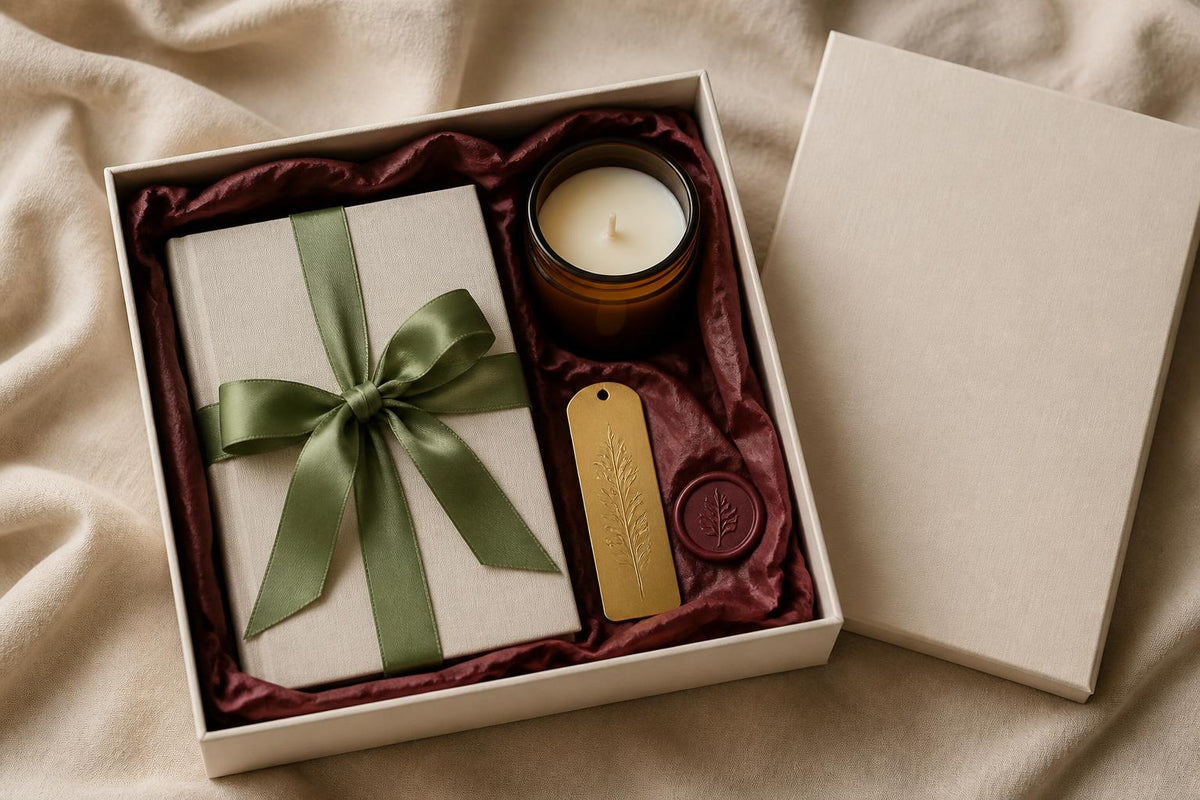 A spicy romance book and candle from The Night Shelf subscription box